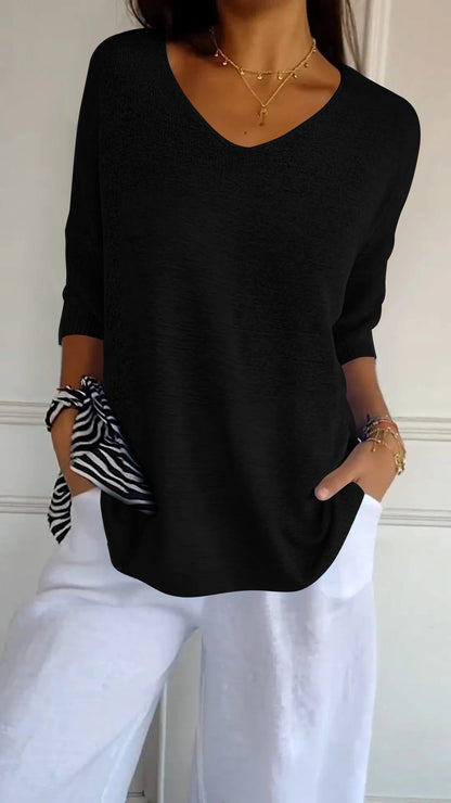 LAYNA™ V Neck Knitted Top