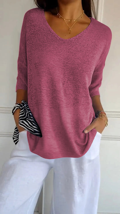 LAYNA™ V Neck Knitted Top