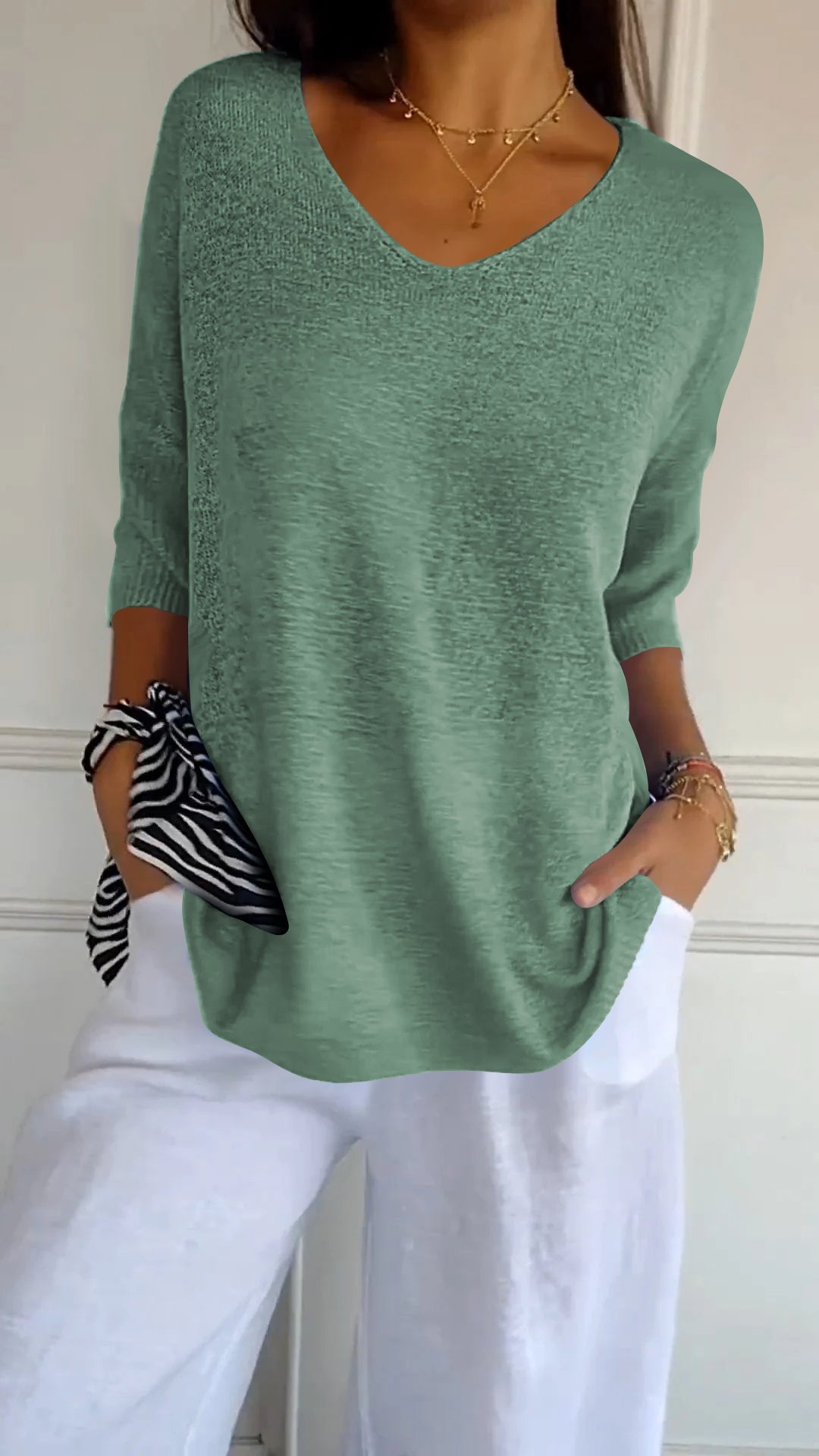 LAYNA™ V Neck Knitted Top