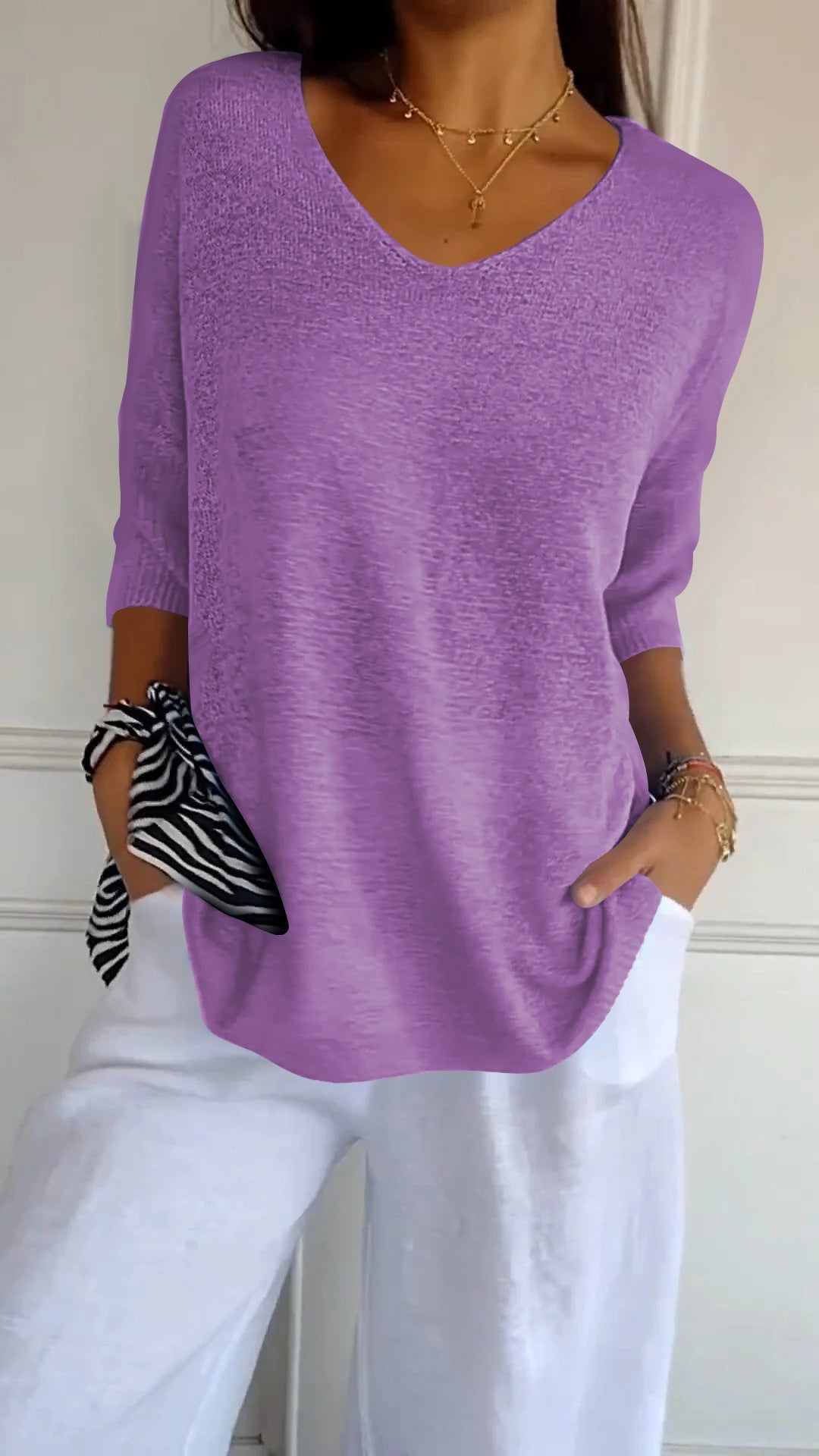 LAYNA™ V Neck Knitted Top