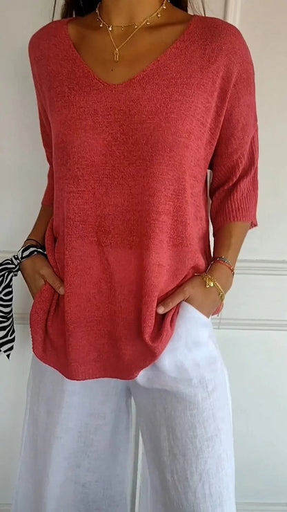 LAYNA™ V Neck Knitted Top