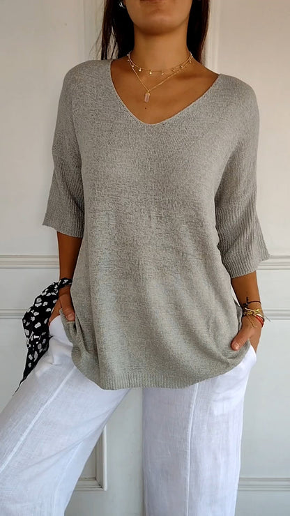 LAYNA™ V Neck Knitted Top