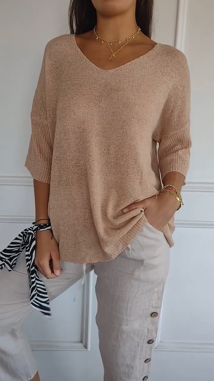 LAYNA™ V Neck Knitted Top