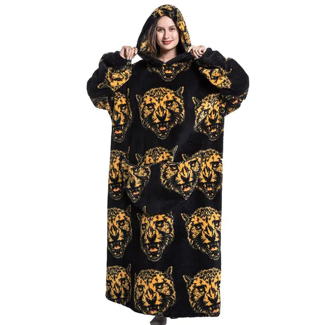 Jamie Oversized Long Blanket Hoodie Autumn Winter Fleece