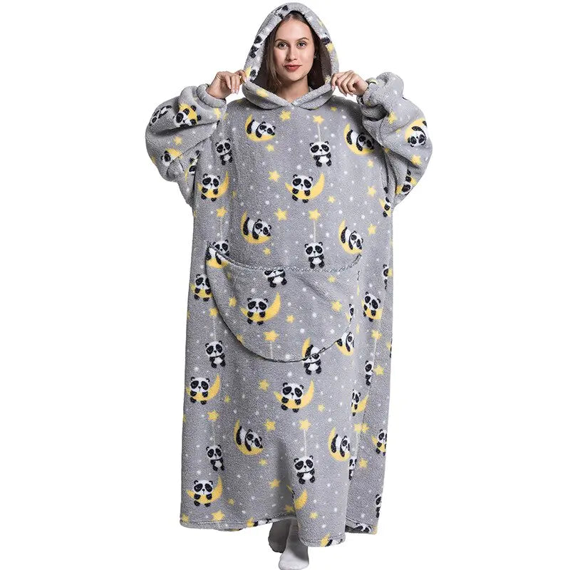 Jamie Oversized Long Blanket Hoodie Autumn Winter Fleece