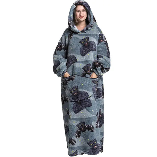 Jamie Oversized Long Blanket Hoodie Autumn Winter Fleece