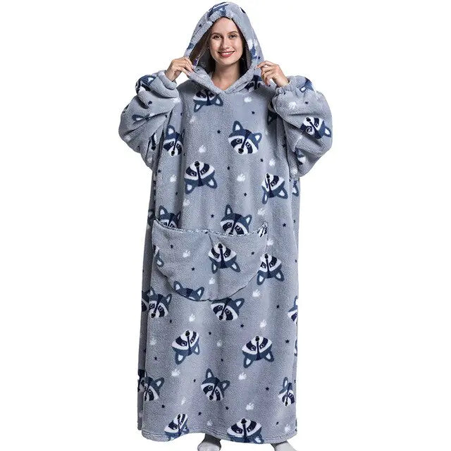 Jamie Oversized Long Blanket Hoodie Autumn Winter Fleece