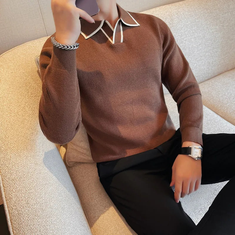 Winston Winter Lapel Knitted Sweater