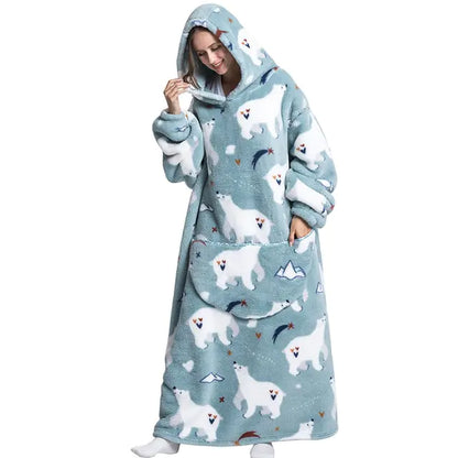 Jamie Oversized Long Blanket Hoodie Autumn Winter Fleece