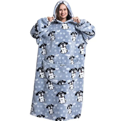 Jamie Oversized Long Blanket Hoodie Autumn Winter Fleece